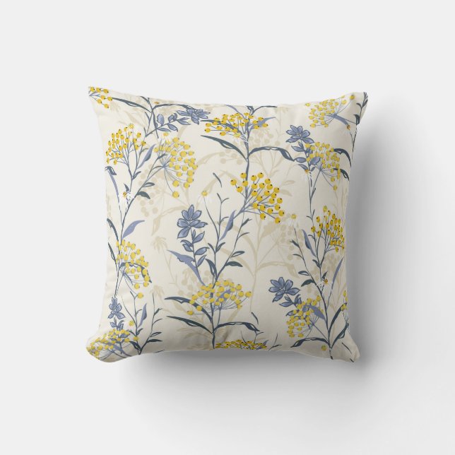 Autumn yellow berries leaves, colourful seamless. cushion (Front)