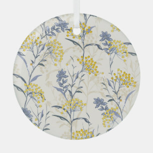 Autumn yellow berries leaves, colourful seamless. glass tree decoration