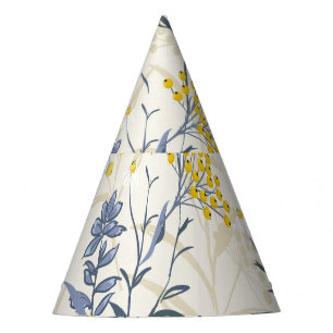 Autumn yellow berries leaves, colourful seamless. party hat