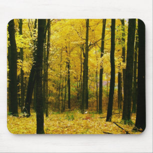 Autumn Yellow Forest Mouse Mat
