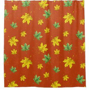 Autumn Yellow & Green Leaves Shower Curtain