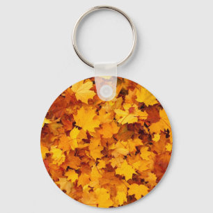 Autumn Yellow Maple Leaves Key Ring