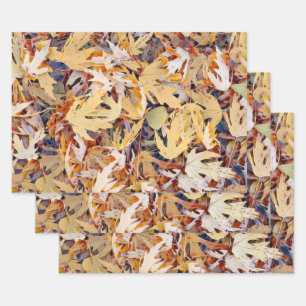 Autumn Yellow Painted Maple Leaves Wrapping Paper Sheet