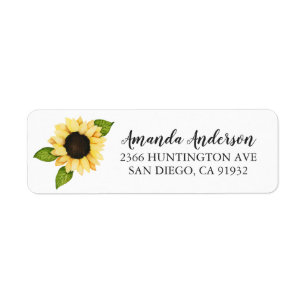 Autumn Yellow Sunflower Bridal Shower Labels