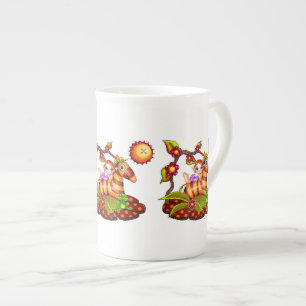 Autumn Zebra Pixel Art Bone China Mug