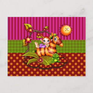 Autumn Zebra Pixel Art Postcard
