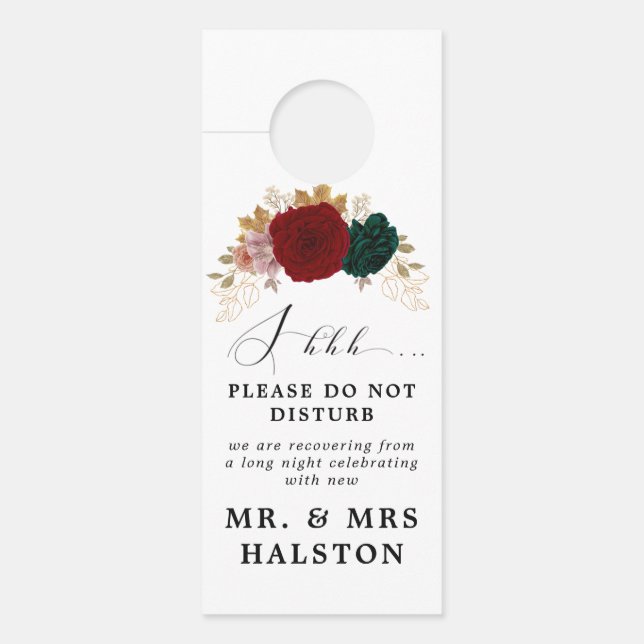 Autumnal Burgundy Emerald Greeeny Do Not Tisturb Door Hanger (Front)