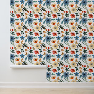 Autumnal Charm: Rustic Floral Wallpaper