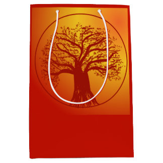Autumnal coloured gift bag with tree design