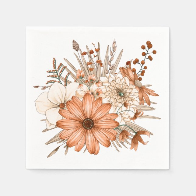 Autumnal Colours Florals Foliage Thanksgiving Napkin (Front)