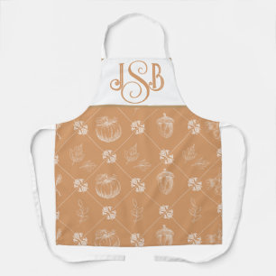 Autumnal Customizable Monogram Apron -Muted Orange