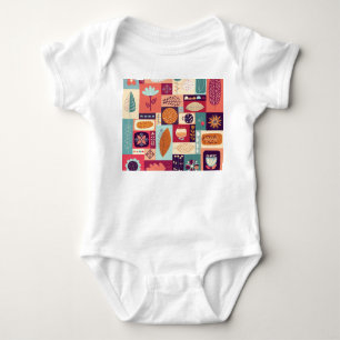 Autumnal Decorative Vintage Background Art Baby Bodysuit