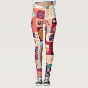 Autumnal Decorative Vintage Background Art Leggings