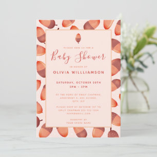 Autumnal Fall Acorn Baby Shower Invitation