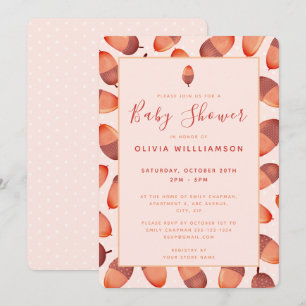 Autumnal Fall Acorn Baby Shower Invitation