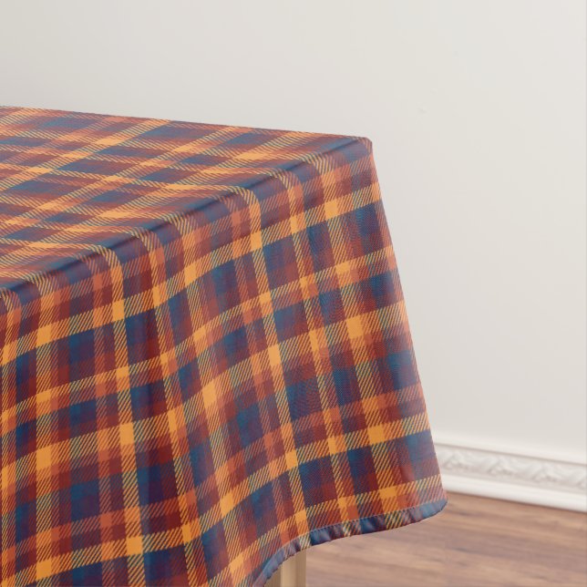 Autumnal Fall Earth Tones Plaid Tablecloth (In Situ)