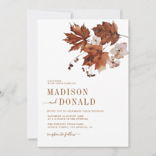 Autumnal fall foliage wedding Invitation