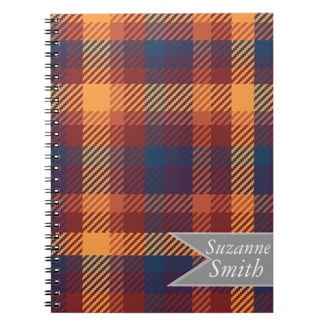 Autumnal Fall Hues Plaid Pattern Notebook (Front)