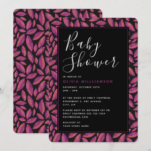 Autumnal Fall Purple Leaves Baby Shower Invitation