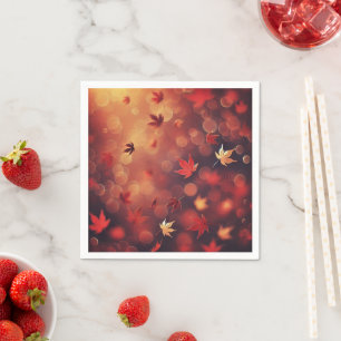 Autumnal Falling Maple Leaves Bokeh Découpage Napkin