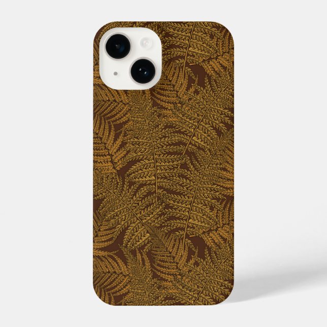 Autumnal fern on brown iPhone case (Back)
