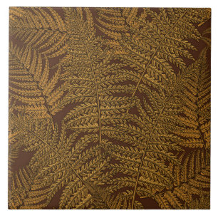 Autumnal fern on brown tile