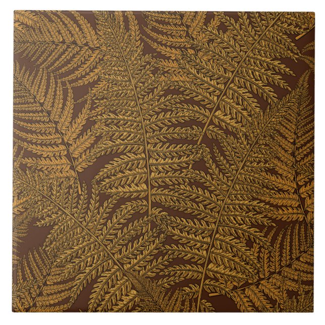 Autumnal fern on brown tile (Front)