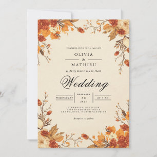 Autumnal Floral Arch Wedding Invitation