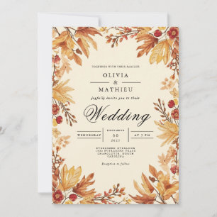 Autumnal Floral Arch Wedding Invitation