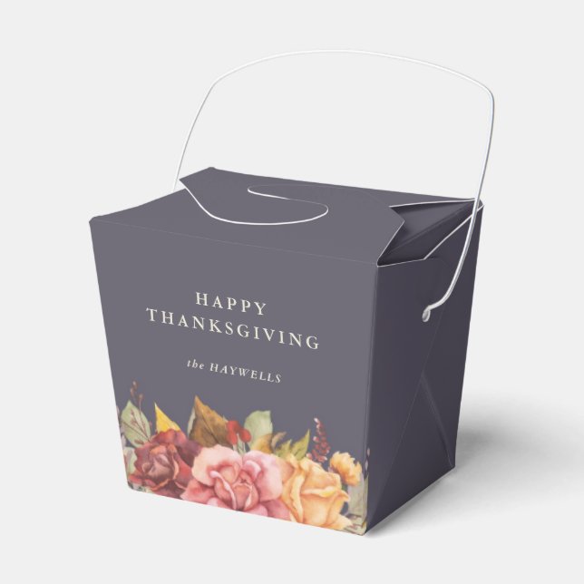 Autumnal Floral Border Thanksgiving Favour Box (Front Side)