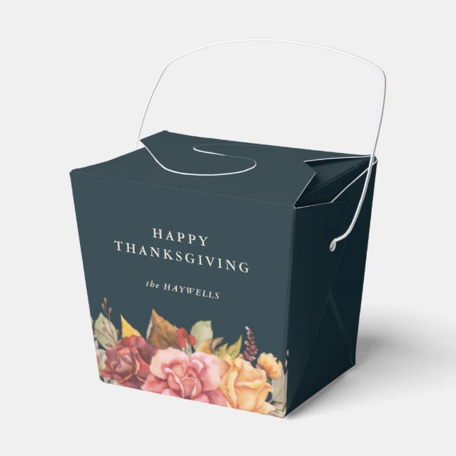 Autumnal Floral Border Thanksgiving Favour Box (Front Side)