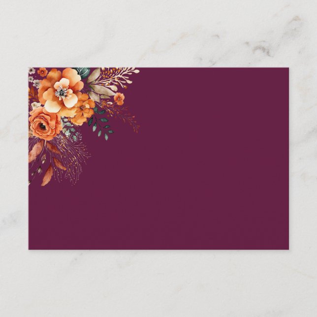 Autumnal floral elegant burgundy card (Front)