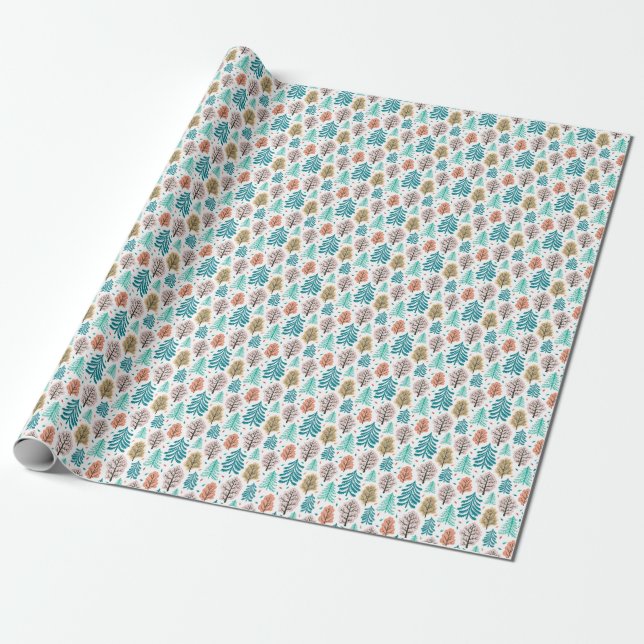 Autumnal Forest: Enchanted Seamless Scene. Wrapping Paper (Unrolled)
