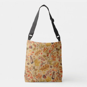 Autumnal forest on ochre crossbody bag