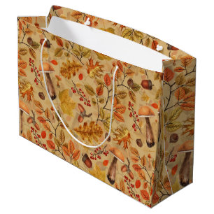 Autumnal forest on ochre large gift bag