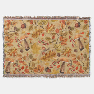 Autumnal forest on ochre throw blanket