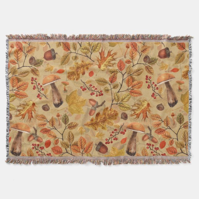 Autumnal forest on ochre throw blanket (Front)