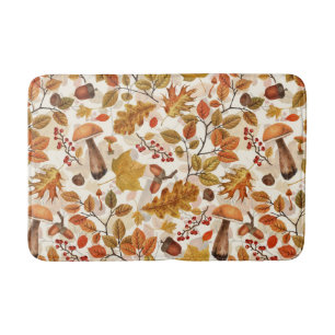 Autumnal forest on off white bath mat