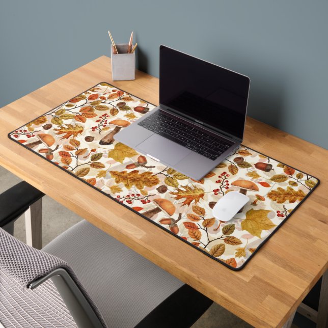 Autumnal forest on off white desk mat (Office 2)