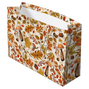 Autumnal forest on off white large gift bag