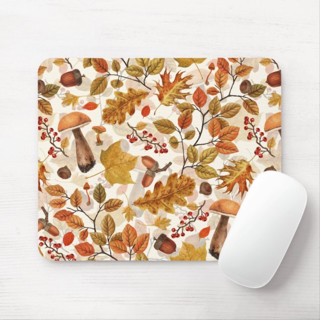 Autumnal forest on off white mouse mat (With Mouse)