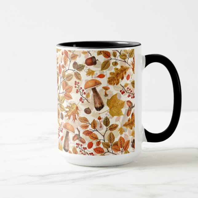 Autumnal forest on off white mug (Right)