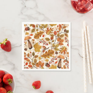 Autumnal forest on off white napkin