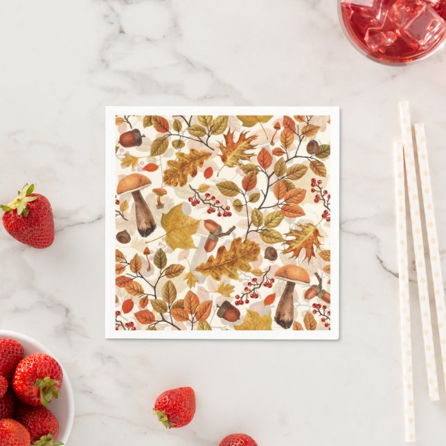 Autumnal forest on off white napkin (Insitu)