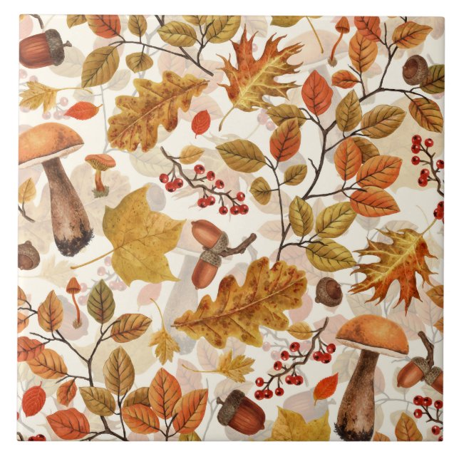 Autumnal forest on off white tile (Front)