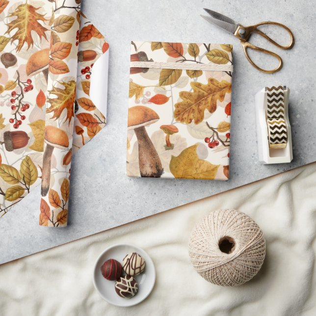 Autumnal forest on off white wrapping paper (Crafts)