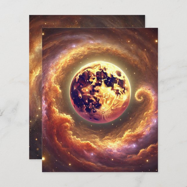 Autumnal Galaxy Harvest Moon Scrapbook Paper (Front/Back)