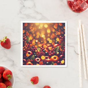 Autumnal Harvest Festival Fruits Bokeh Découpage Napkin