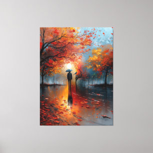 Autumnal Hues on Rainy Boulevard Canvas Print