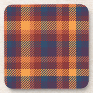 Autumnal Hues Tweed Plaid Pattern Coaster